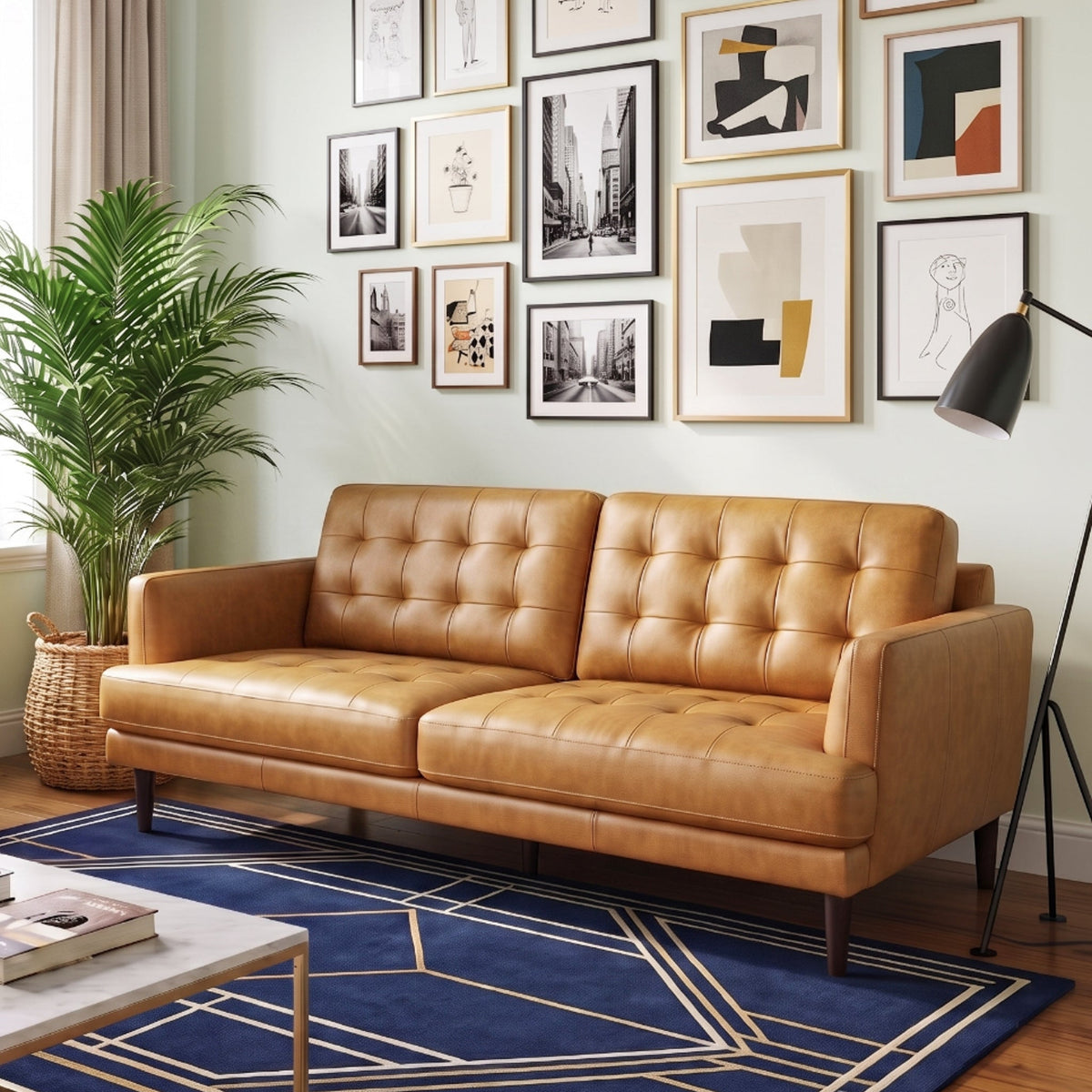 Montana Tan Leather Sofa from Ashcroft Furniture - Luna Furniture