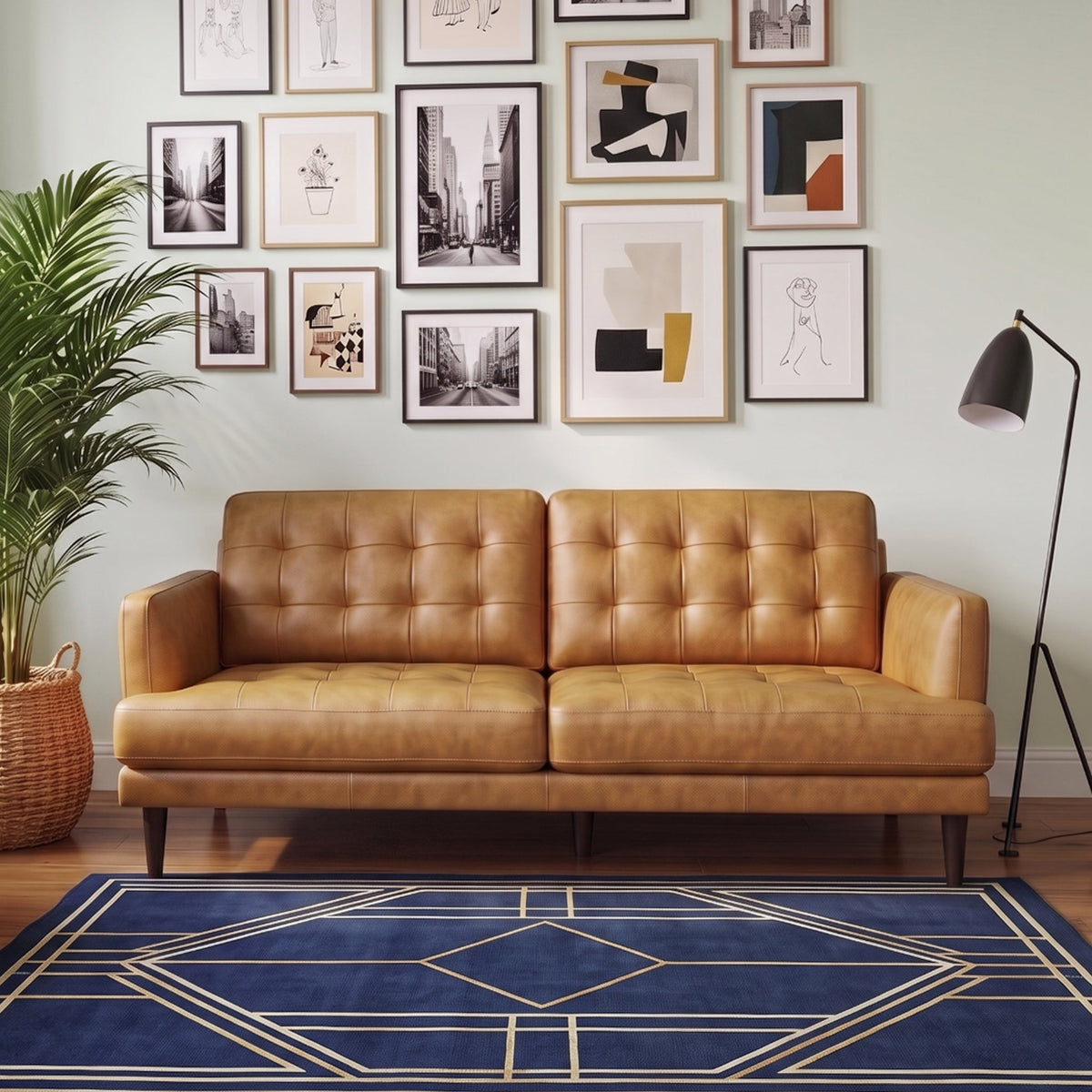 Montana Tan Leather Sofa from Ashcroft Furniture - Luna Furniture
