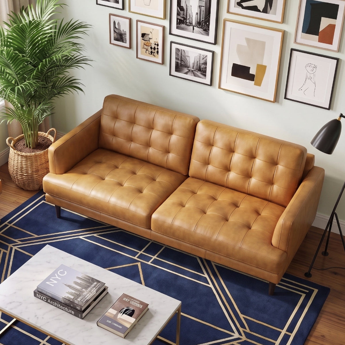 Montana Tan Leather Sofa from Ashcroft Furniture - Luna Furniture