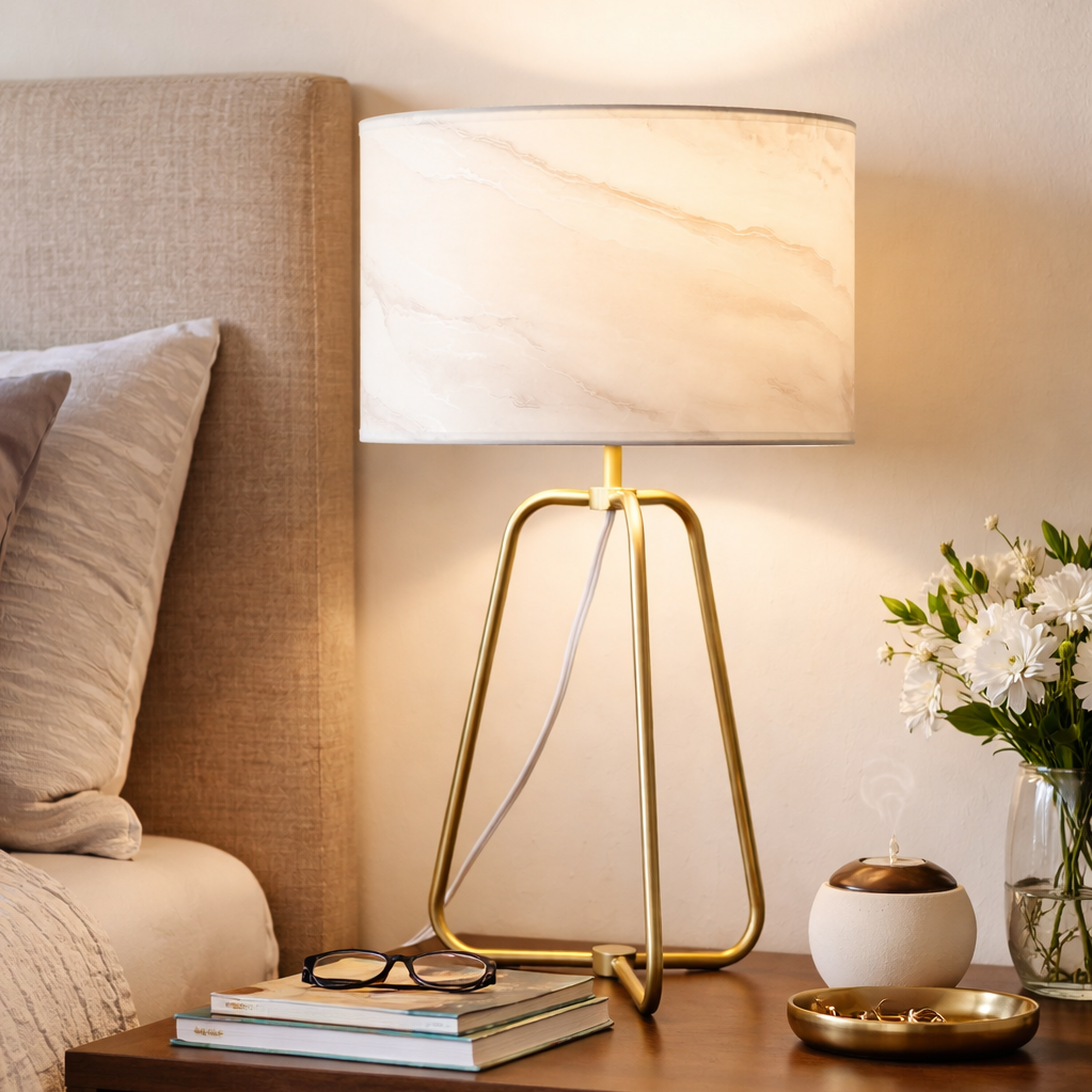 Optima Marble Lampshade Table Lamp - Bronze from Ashcroft Furniture - Luna Furniture