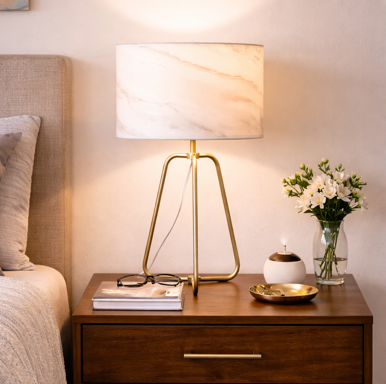 Optima Marble Lampshade Table Lamp - Bronze from Ashcroft Furniture - Luna Furniture