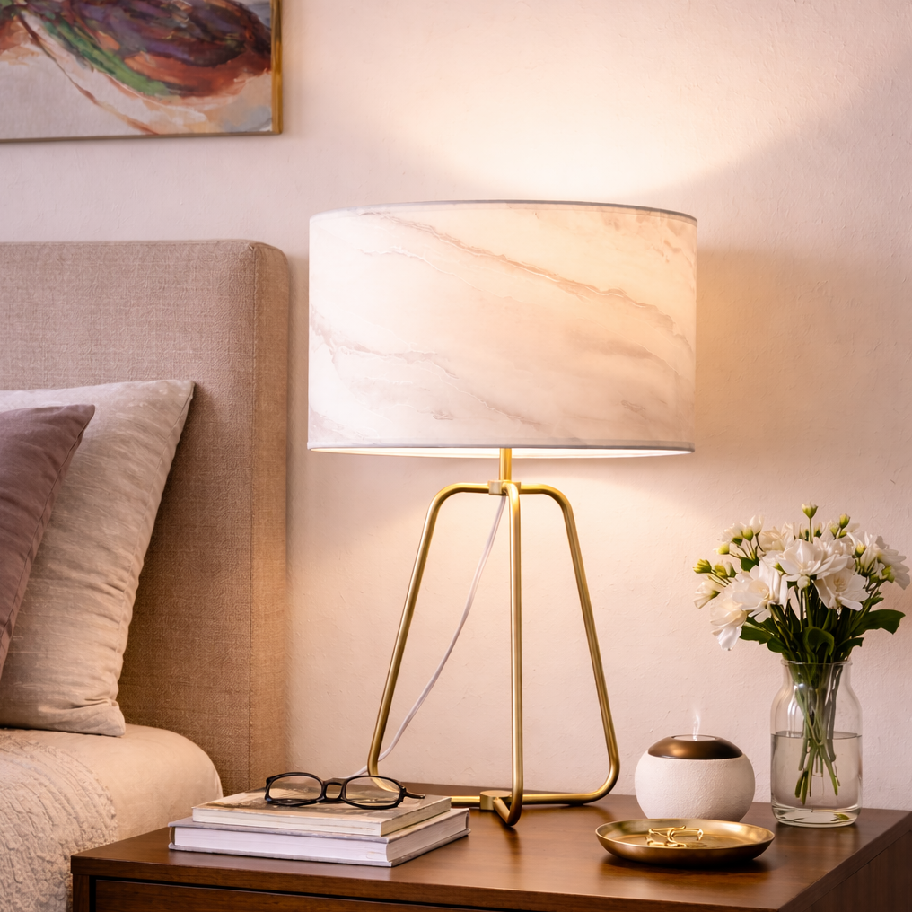 Optima Marble Lampshade Table Lamp - Bronze from Ashcroft Furniture - Luna Furniture