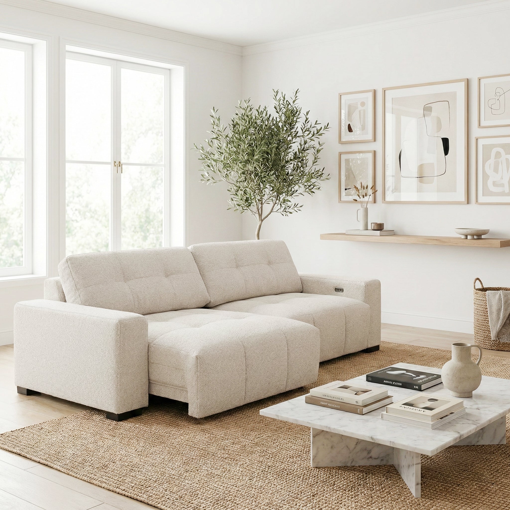Corston Beige Linen PWR Slider Sofa from Ashcroft Furniture - Luna Furniture