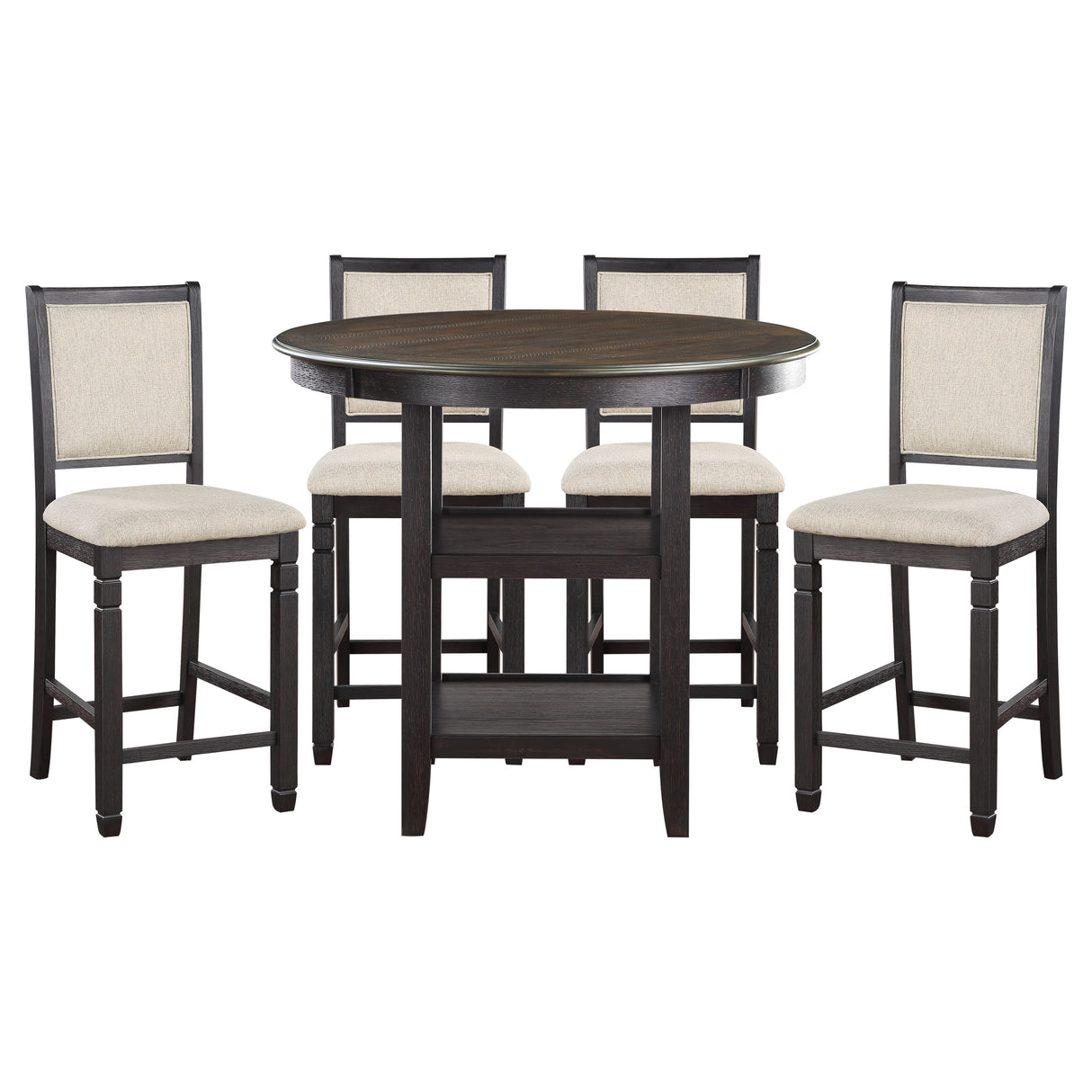 Asher Black/Brown/Beige 5-Piece Round Counter Height Set from Homelegance - Luna Furniture