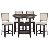 Asher Black/Brown/Beige 5-Piece Round Counter Height Set from Homelegance - Luna Furniture