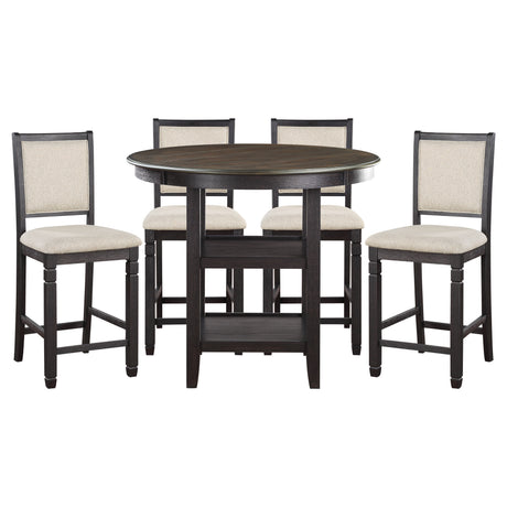 Asher Black/Brown/Beige 5-Piece Round Counter Height Set from Homelegance - Luna Furniture