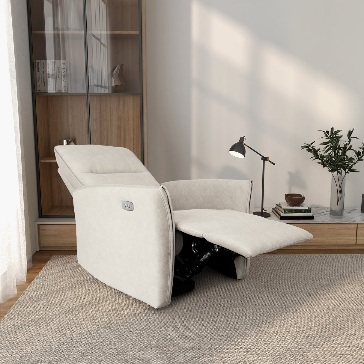 Asheville Cream Suede Recliner Chair from Ashcroft Furniture - Luna Furniture