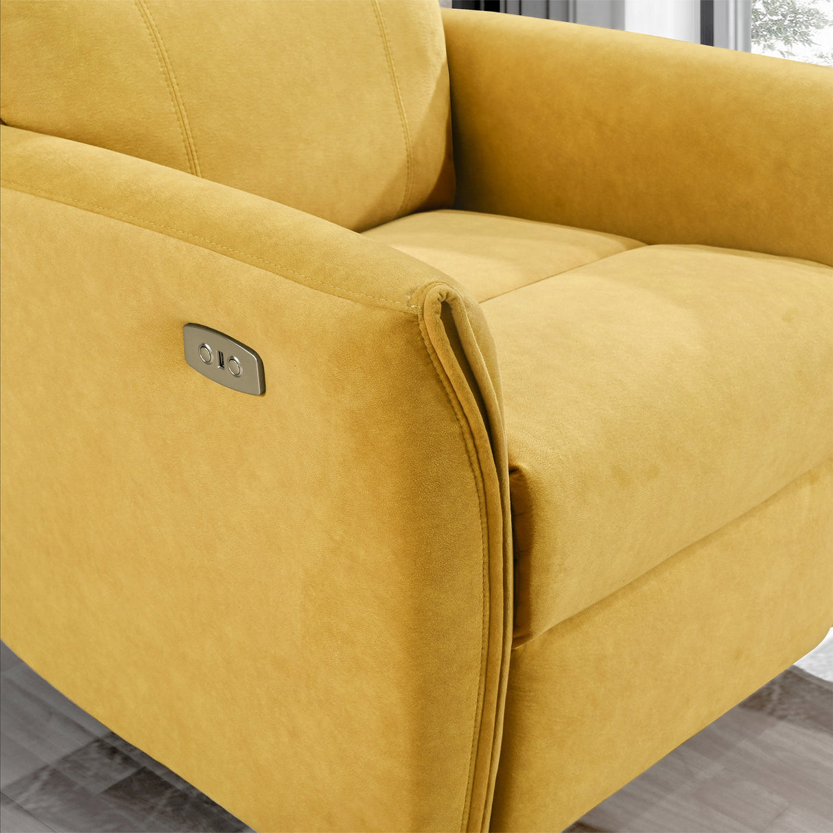 Asheville Dark Yellow Suede Recliner Chair from Ashcroft Furniture - Luna Furniture
