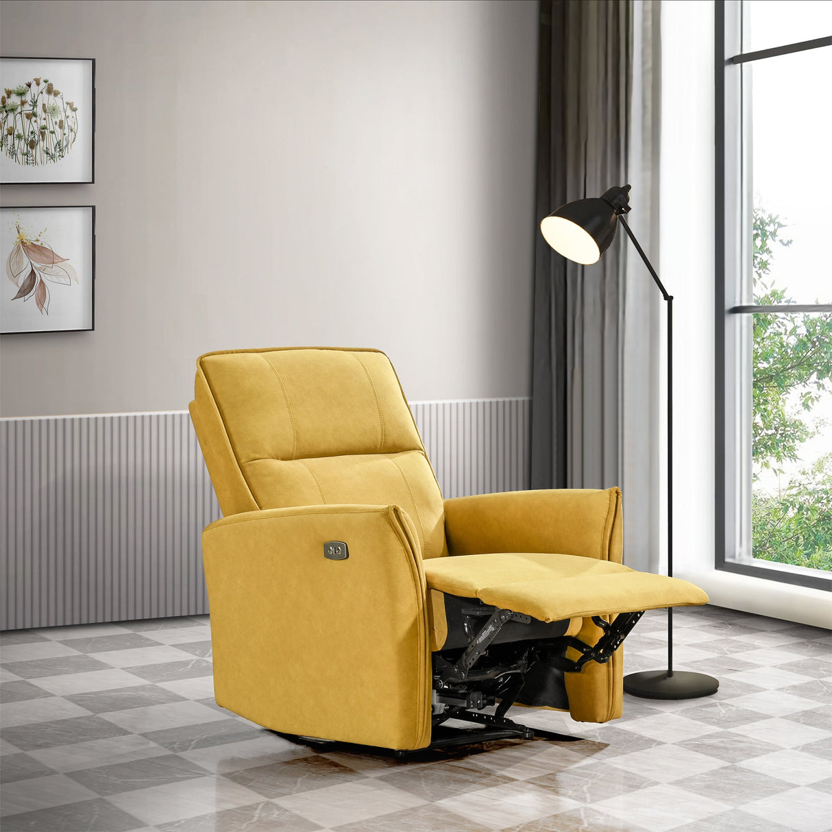Asheville Dark Yellow Suede Recliner Chair from Ashcroft Furniture - Luna Furniture