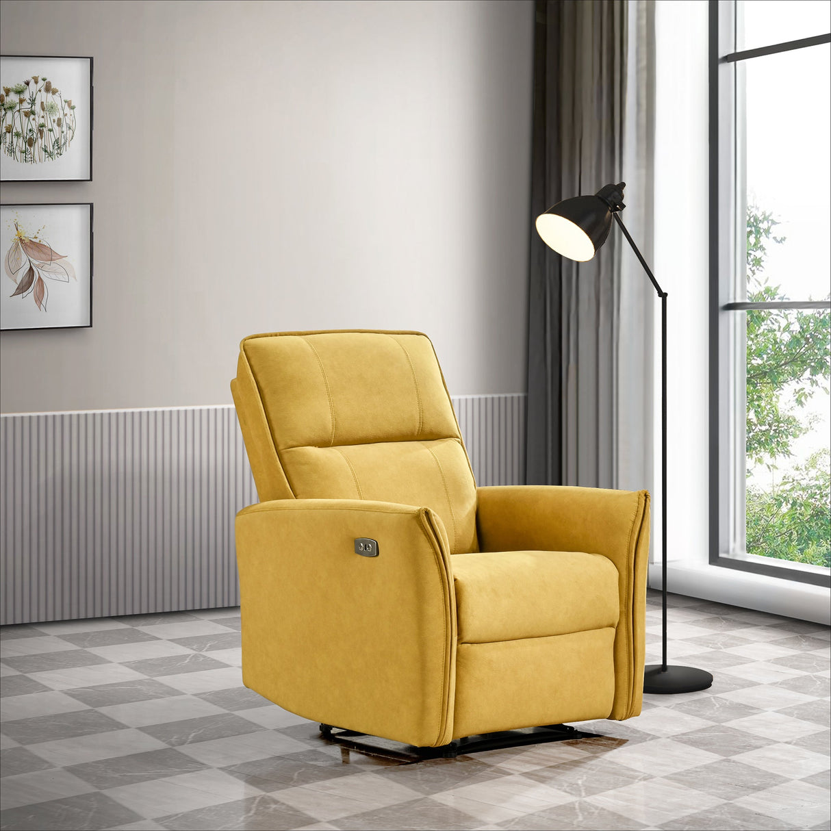 Asheville Dark Yellow Suede Recliner Chair from Ashcroft Furniture - Luna Furniture