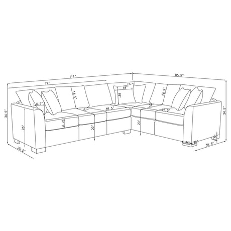 Ashford Greige Chenille Upholstered Sleeper Sectional Sofa from Coaster - Luna Furniture