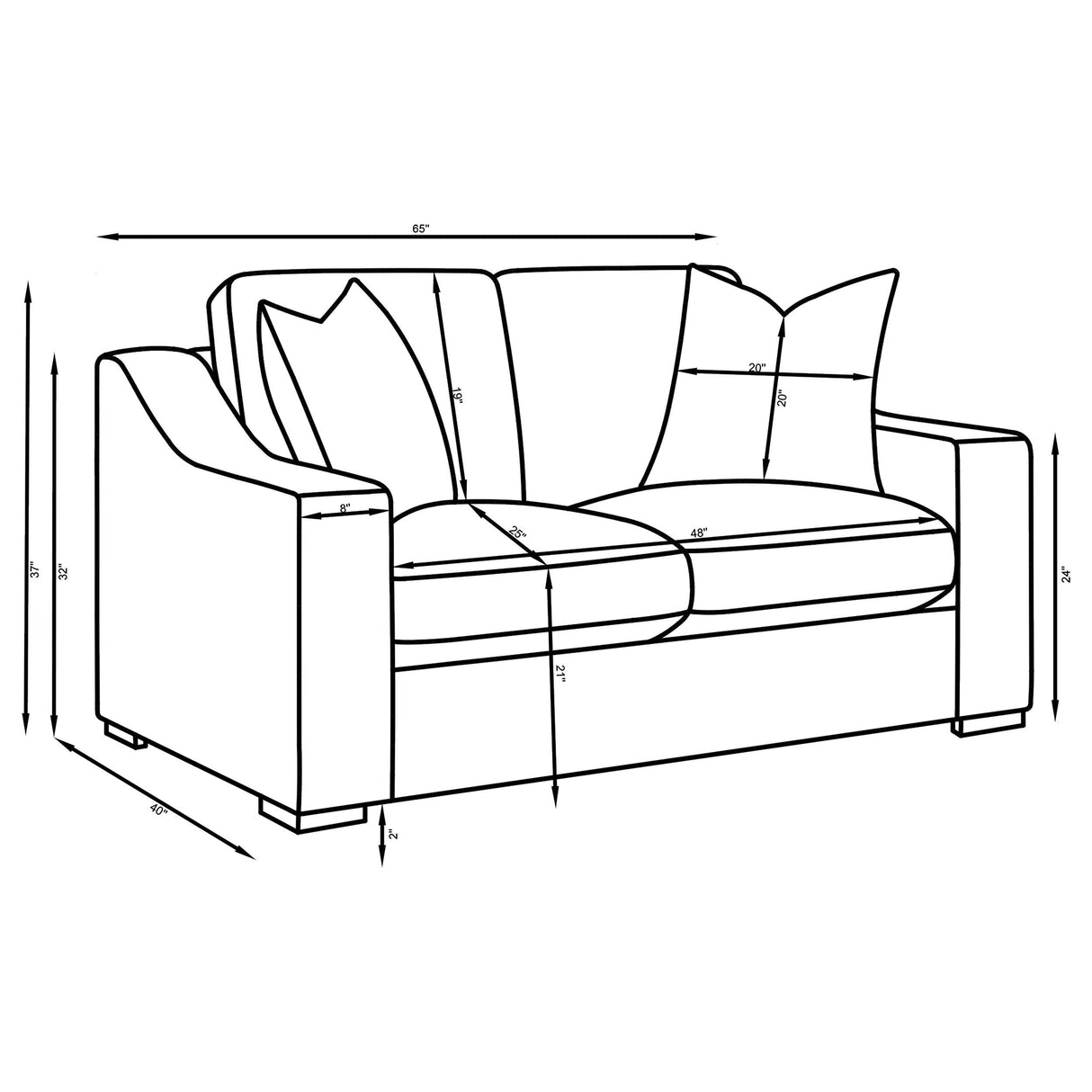 Ashlyn Sand Fabric Upholstered Track Arm Loveseat from Coaster - Luna Furniture