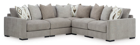 Aslan Court Pebble 5-Piece Sectional with Ottoman from Ashley - Luna Furniture
