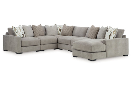 Aslan Court Pebble 6-Piece RAF Chaise Sectional from Ashley - Luna Furniture