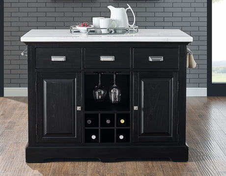 Aspen Ebony/White Marble Top Kitchen Island Set from Steve Silver - Luna Furniture
