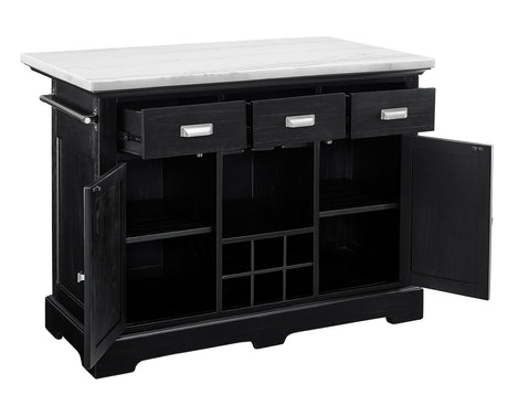Aspen Ebony/White Marble Top Kitchen Island Set from Steve Silver - Luna Furniture