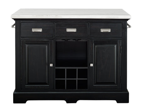 Aspen Ebony/White Marble Top Kitchen Island Set from Steve Silver - Luna Furniture