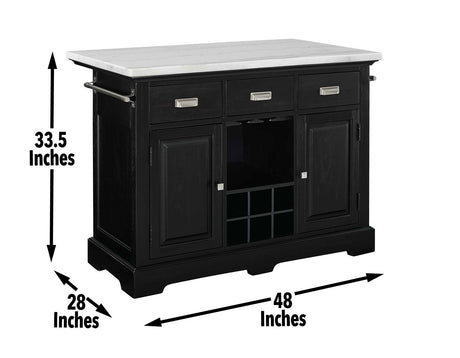 Aspen Ebony/White Marble Top Kitchen Island Set from Steve Silver - Luna Furniture