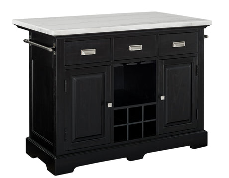 Aspen Ebony/White Marble Top Kitchen Island Set from Steve Silver - Luna Furniture