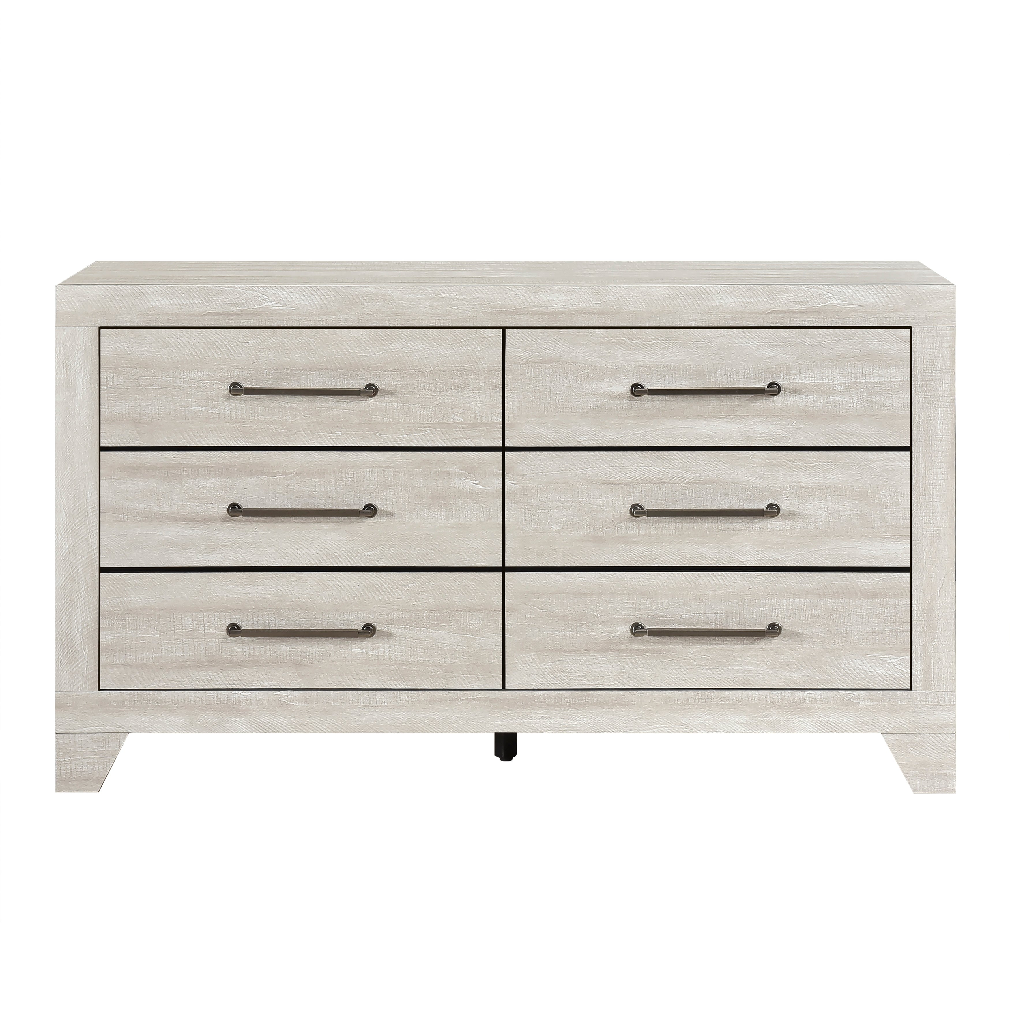 grey white oak dresser Agnes Curved Edge 6 Drawer Dresser, Dove Gray with Oak Top