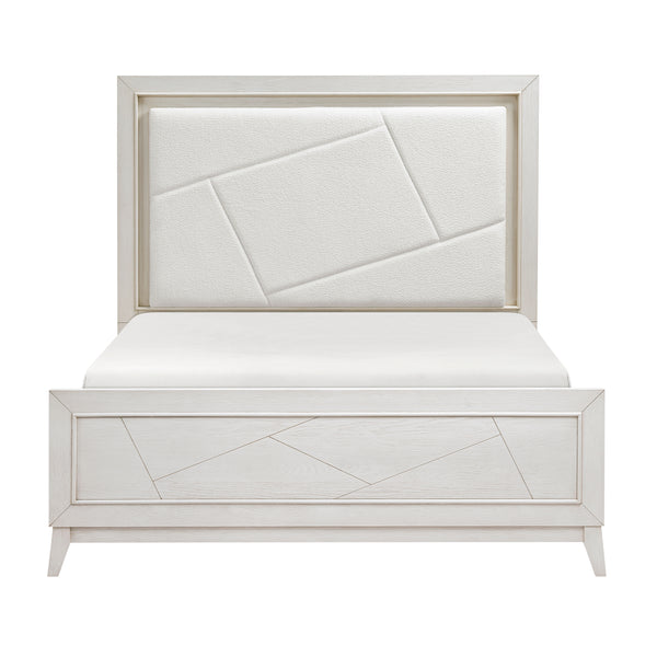 Asteria Antique White King Panel Bed