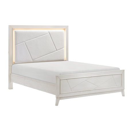 Asteria Antique White Queen Panel Bed from Homelegance - Luna Furniture