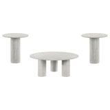 Astoria White 3-Piece Marble Coffee and End Table Set from Coaster - Luna Furniture