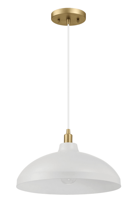Astral Single Light White Pendant Lamp with Golder Brass Finish for Entrance Kitchen Island 14"D × 8"H from Midinmod - Luna Furniture