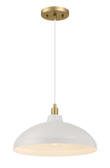 Astral Single Light White Pendant Lamp with Golder Brass Finish for Entrance Kitchen Island 14"D × 8"H from Midinmod - Luna Furniture