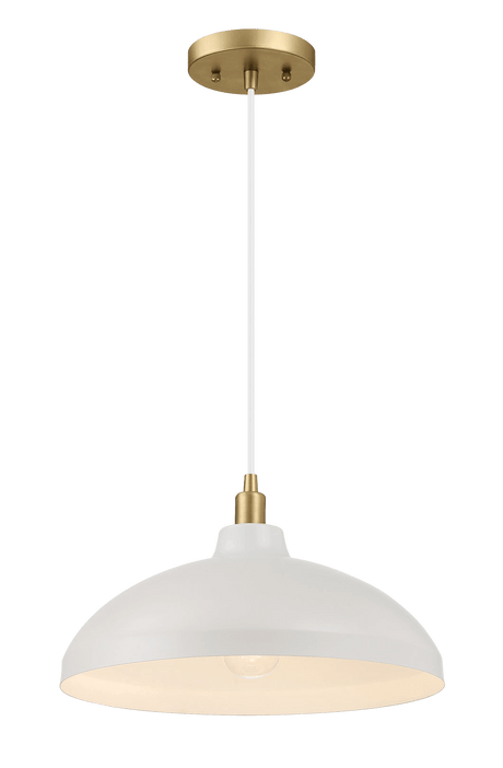 Astral Single Light White Pendant Lamp with Golder Brass Finish for Entrance Kitchen Island 14"D × 8"H from Midinmod - Luna Furniture