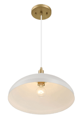 Astral Single Light White Pendant Lamp with Golder Brass Finish for Entrance Kitchen Island 14"D × 8"H from Midinmod - Luna Furniture