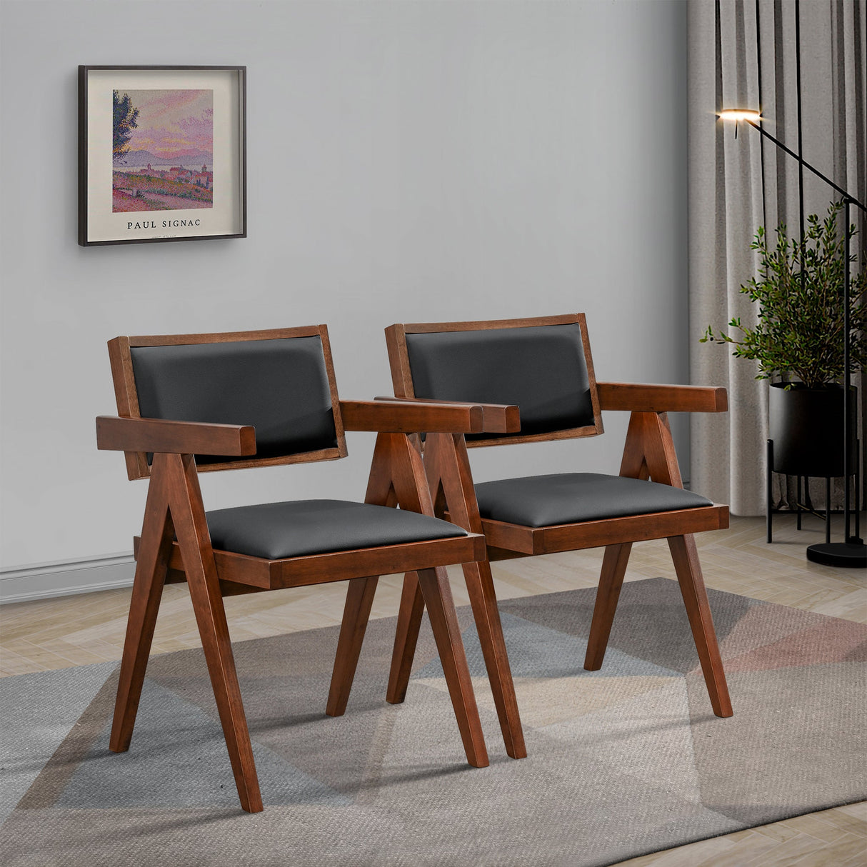 Athena Black Leather Dining Chair (Set of 2) from Ashcroft Furniture - Luna Furniture