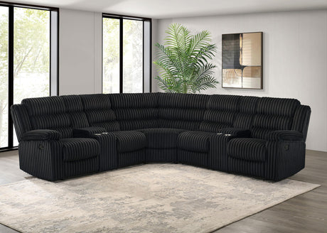 Atkinson Black Upholstered Reclining Sectional Sofa from Coaster - Luna Furniture