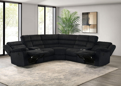 Atkinson Black Upholstered Reclining Sectional Sofa from Coaster - Luna Furniture