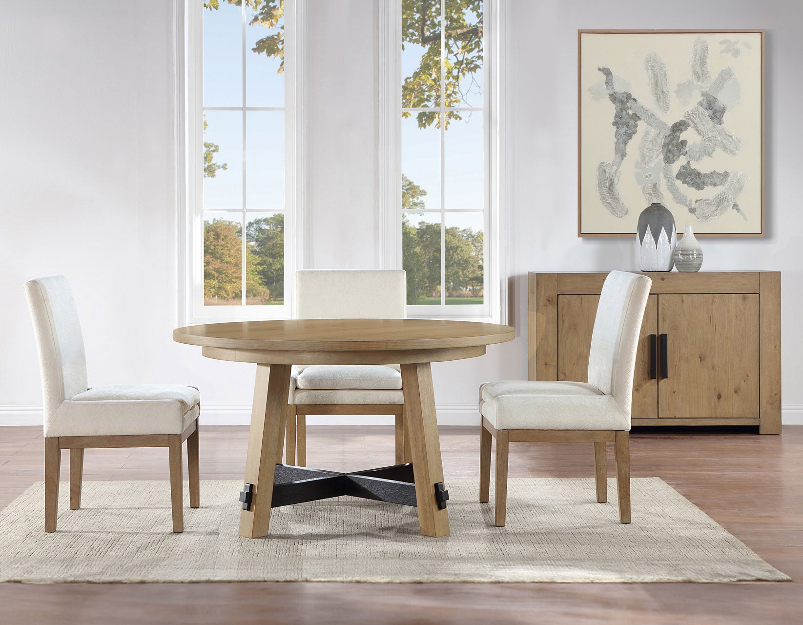 Aubrey 5-Piece 54″ Round Dining Table Set, Driftwood – Luna Furniture