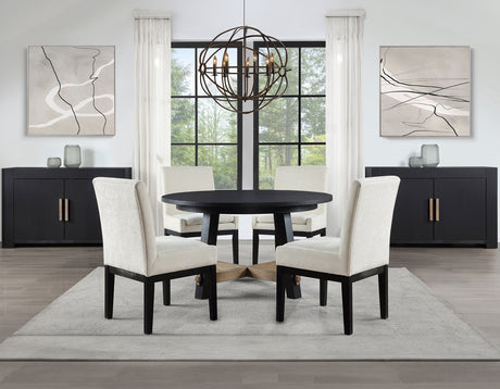 Aubrey 54″ Round Dining Table, Black with Driftwood Stretchers from Steve Silver - Luna Furniture