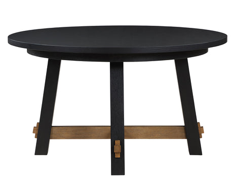 Aubrey 54″ Round Dining Table, Black with Driftwood Stretchers from Steve Silver - Luna Furniture