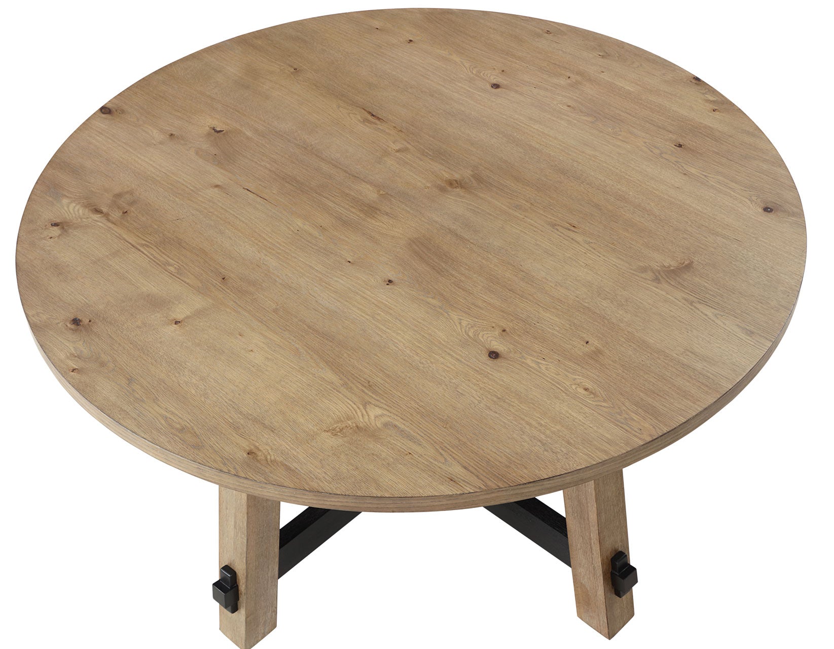 Steve Silver Aubrey 54″ Round Dining Table, Driftwood with Black