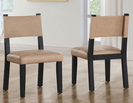 Aubrey Side Chair, Camel Vegan Leather with Black wood finish from Steve Silver - Luna Furniture