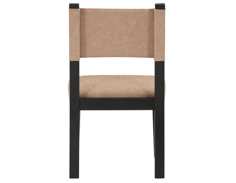 Aubrey Side Chair, Camel Vegan Leather with Black wood finish from Steve Silver - Luna Furniture