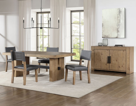 Aubrey Waxed Driftwood 7-Piece 78-96″ Dining Set from Steve Silver - Luna Furniture