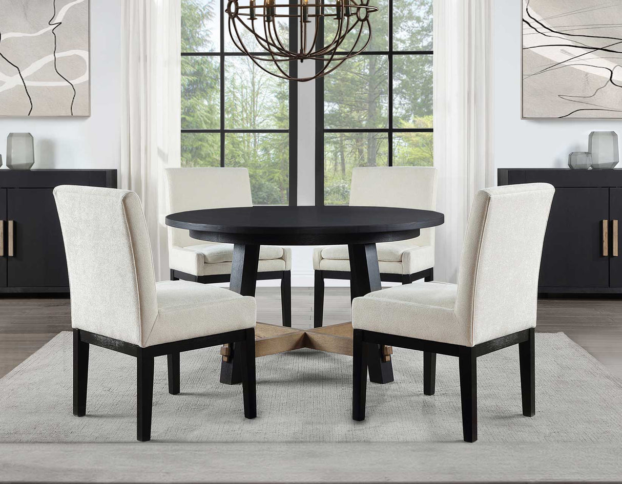 Aubrey Black/White 5-Piece 54″ Round Dining Table Set from Steve Silver - Luna Furniture