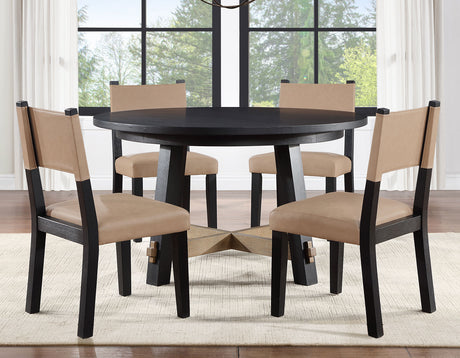Aubrey Black/Gray 5-Piece 54″ Round Dining Table Set from Steve Silver - Luna Furniture