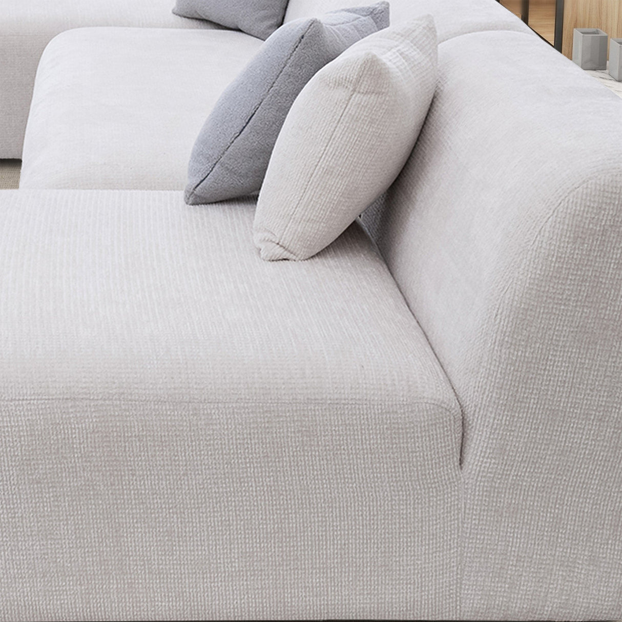Audrey Cream Chenille U Shape Corner Sofa from Ashcroft Furniture - Luna Furniture