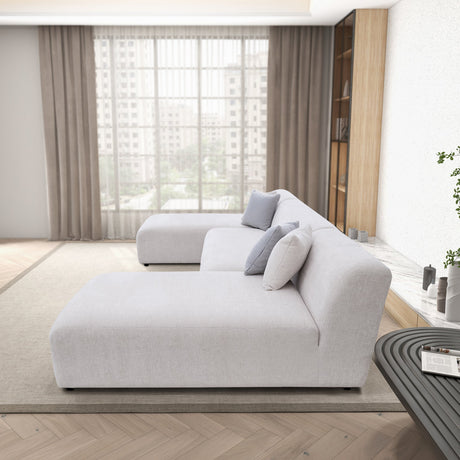 Audrey Cream Chenille U Shape Corner Sofa from Ashcroft Furniture - Luna Furniture