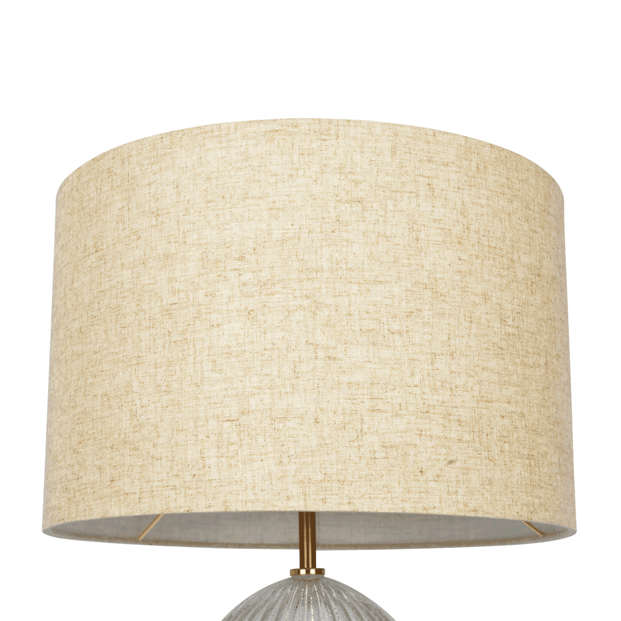 Aurora Ribbed Glass Lamp Base Clear Table Lamp Large Linen Shade from Midinmod - Luna Furniture