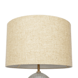 Aurora Ribbed Glass Lamp Base Clear Table Lamp Large Linen Shade from Midinmod - Luna Furniture