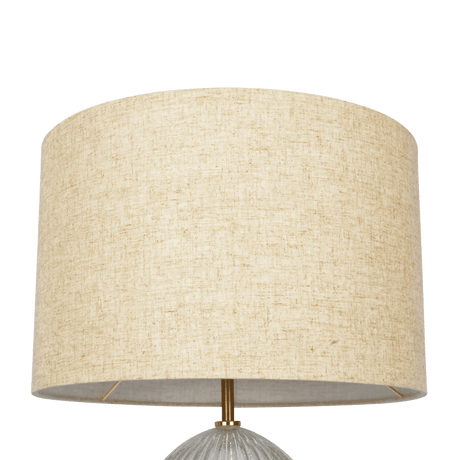 Aurora Ribbed Glass Lamp Base Clear Table Lamp Large Linen Shade from Midinmod - Luna Furniture