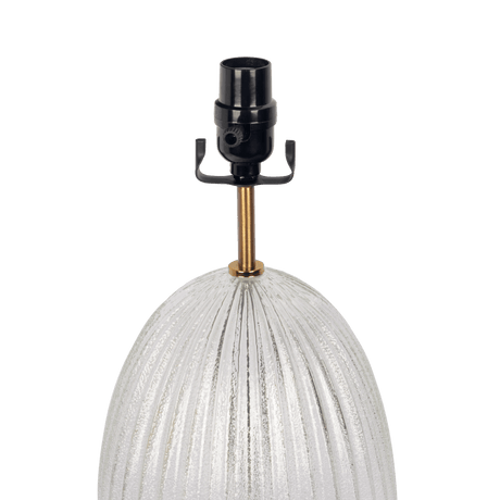 Aurora Ribbed Glass Lamp Base Clear Table Lamp Large Linen Shade from Midinmod - Luna Furniture