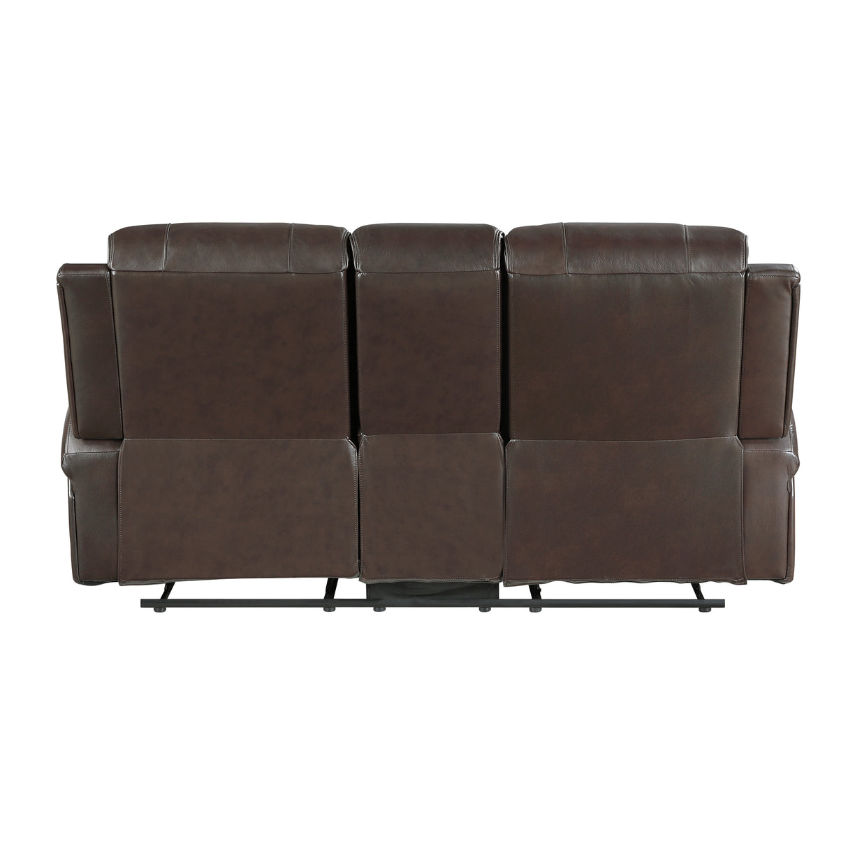 Austin Brown Genuine Leather Double Reclining Loveseat with Center Console from Homelegance - Luna Furniture